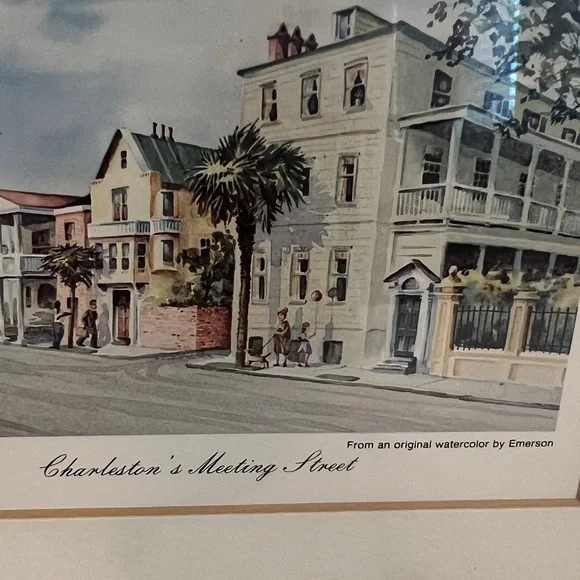 Lithograph signed by Artist Emerson “Charleston’s Meeting Street”  6 X 8 framed - Picture 3 of 14
